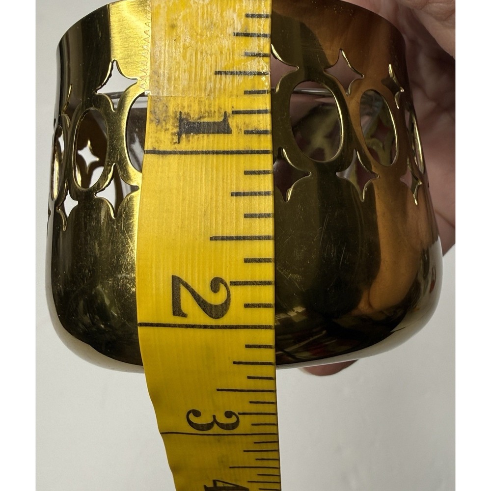 Brass Votive‎ Accent Candle Dish W/ Tea Light Holder Small Celestial Stars Ovals - Picture 8 of 9